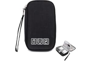 NCOALE Travel Cable Organiser Bag, Small Portable Waterproof Electronics Accessories Cable Pouch, Carry Travel Gadget Bag for Cable for Cable,SD Cards,Charger,Power Bank,Headphone (Black)