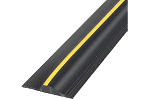 CPROSP Joint Seuil Porte de Garage 3,05M/18MM, Seuil d'Étanchéité en Caoutchouc, Joint de Porte de Garage Universelle pour Garages, Hangars, Entrepôts, Ateliers Noir