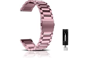 CeiBand Métal Bracelet pour 20mm 22mm 18mm Bracelets de Remplacement Banda de Montre de Rechange en Acier Inoxydable pour Femme Homme - Rosa