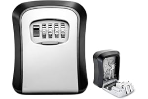 Zeeorymn Cassetta Chiavi con Codice, Cassaforte Chiavi da Parete a Combinazione 4 Cifre, Cassetta Chiavi Sicura per Esterno e Interno, Key Box Nero/Grigio (1)