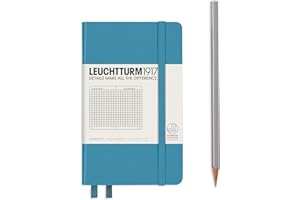 Leuchtturm1917 354580 notatnik kieszonkowy (A6), twarda okładka, w kratkę, Nordic Blue