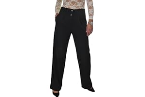 ICECOOLFASHION Women's Wide Leg Smart Trousers Ladies Loose Fit Pleated Comfy Formal Office City Day Work Pants
