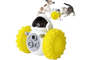 Leipple Interactive Dog Toy Treat Dispensing Puppy Toys Automatic Durable Puzzle Toy Slow Feeder for Improve IQ, Reduce Boredom, Small Medium Dogs Cats (Yellow)
