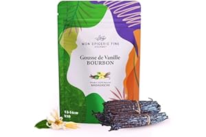 MON EPICERIE FINE GOURMET 10 Gousses fraîches de Vanille BOURBON de Madagascar – Sélection gourmet Gousse de Vanille fraîche charnue et souple 13-14cm - Sachet ZIP recyclable fabriqué en Europe