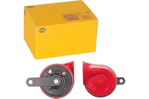 HELLA Tromba,STYLE HORN TE24,12V,110dB(A),Gamma frequenze,400Hz,Tono alto,elettrico,Colore alloggiamento/sede,rosso/nero,Attacco piatto ad innesto,Quantità,1,3FG 007 424-001