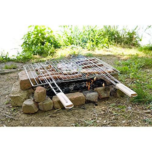 Campingaz 205704 - Parrilla simple para barbacoa rectangular  mango doble de madera  53 x 39 cm 