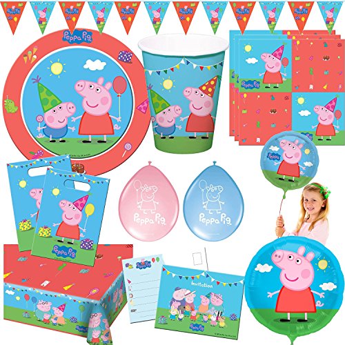 4 Geschenkboxen aus Pappe * PEPPA PIG * für Kindergeburtstag und Mottoparty // CONO // Party Kinder Kinderparty Mitgebsel Geschenktüten Tüten Partyboxen Wutz - 4