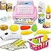Produktbild YVSoo 18Pcs Supermarktkasse mit Scanner Kinderspiel, Kinderkasse Registrierkasse Kreditkartenleser Spielkasse Kaufladen für Kinder Rollenspiel (Rosa)