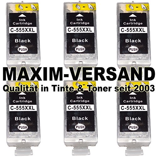 6x Tintenpatrone kompatibel zu Canon PGI-555 PGBK XXL mit Chip für Canon Pixma IX6800 Series IX6850 MX720 Series MX725 MX920 Series MX925
