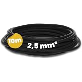 Kalitec 10 m H07V-K 2.5 mm&sup2; Black Flexible Electrical Cable Unipolar PVC | Class 5 Cu wire, suitable for lighting and control
