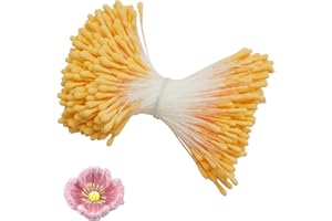 AzureRay Pfeifenreiniger Blumen, 350 Stück Pfeifenputzer zum Basteln Blumen mit Zwei Perlen Köpfen 3mm, Gelbe Staubblätter für Tulpen & Blumensträuße, Ideal für DIY Handwerksprojekte