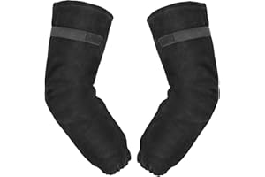 LeaSeek Maniche da Lavoro Saldatura in Cuoio,Guanti da saldatura resistenti al calore,Protezione antiscintilla del braccio