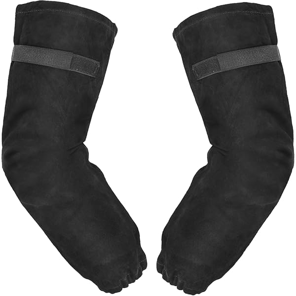 thumbnail image 2 of Leather Welding Work Sleeves Heat Flame-Resistant Arm Protection For 2 of 13