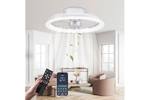 ‎NALEZUNS Nalezuns Deckenventilator mit Beleuchtung, 40cm LED Dimmbar Deckenbeleuchtung, App und Fernbedienung, Esszimmer lampe mit ventilator, 6-Gang, Timer, leise, Weiß