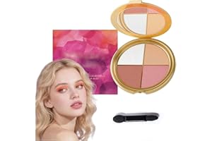 WENCHRISDT Glow Gallery Highlighting Eye & Cheek Palette,4-In-1 Face Palettes with Metallic Shimmer Eyeshadow, Multi-Purpose Makeup Palettes Contour Kit, Portable Compact (Four-in-one, 8.8g)