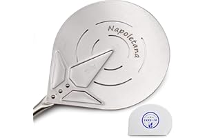 ERRE4M Pala per pizza, Palino per cuocere la pizza forato Linea Napoletana Gi-Metal con spatola in omaggio (ø20 Lunghetta tot. 171)