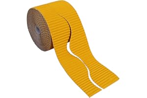 Bright Ideas BI7892 Corrugated Border for School Displays Wellpapp-Rolle für Schulaufsteller, Wellpapier, 57 mm x 7,5 m, Gold