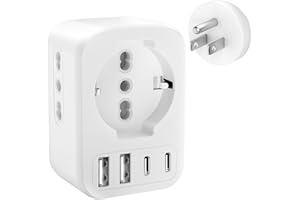 Clomnpe Adattatore USA Italia con 2 Prese IT e 1 Presa Schuko, 7 in 1 Adattatore Presa Americana, Adattatori da Viaggio USA, Adattatore USA Europa/Italia per Stati Uniti, Canada, Messico, Spina Tipo B
