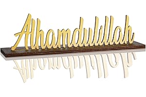 Decorazione Namalu Ramadan Supporto Decorativo in Legno con Scritta Alhamdulillah Decorazione Islamica Decorazione da Tavola Eid Mubarak Regalo Ramadan Kareem per Festa Musulmana Casa Soggiorno