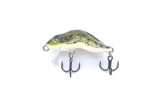 EVERBAY DORADO Wobbler Fishing Lure - Artificial Hard Crankbait - Fishing Tackle, Topwater Life-Like Swimbait for Chub, Trout, Pike for Spinning and Trolling in Freshwater, Floating - FROG 3.5cm YGR