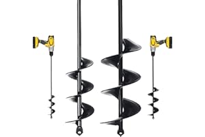 LYFETC Gartenbohrer Erdbohrer 4x42cm&7x42cm,Erdbohrer Bohrmaschine,Blumenzwiebelbohrer für Akkuschrauber,Erdbohrer für Bohrmaschine,Schwerlast Gartenbohrer zum Pflanzen,Garten Schnecken Spiralbohrer