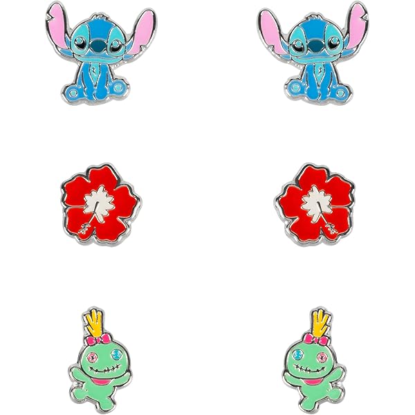 Lilo & Stitch Orecchino A Perno Con Stitch - Ufficiale Disney, Colore Argento
