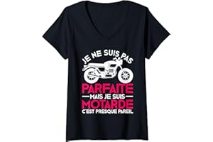 CADEAUX MOTO HOMMES & TEE SHIRT MOTO FEMMES Femme Moto T-shirt Motard Femme Moto Cadeau Motorcycle Motards T-Shirt avec Col en V