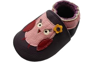 YIHAKIDS Krabbelschuhe Baby Lauflernschuhe Lederpuschen Hausschuhe Jungen Mädchen Mokassins Weicher Leder Babyschuh mit Wildledersohlen Kleinkind rutschfeste Lederschuhe Baby 0-3 Jahre