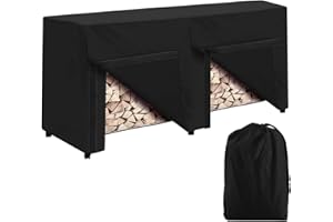 DRISUBT Firewood Rack Cover Dry Wood Stack Holder Tarp Cover Windproof Log Rack Cover for Wood Logs, All-Weather Outdoor Protection for Wood Rack Cover (8ft,Black)