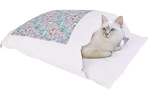 Heflashor Katzenschlafsack Flauschig Warmer Katzenbett Abnehmbare Katzenmatte waschbare Haustierstreu Katzenhöhle Kleines Haustierbett für Katzen Hunde(Lila，L-65x50cm)
