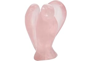 ‎NUPUYAI Nupuyai Engel Edelstein Schutzengel Figur Kristall Taschenengel Heilstein Talisman Glücksbringer Engelsstatue Fengshui Dekoration(Rosenquarz)