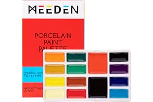 MEEDEN Palette de peinture aquarelle en céramique à 14 puits, plateau de mélange en céramique pour peintres et artistes, idéale pour l'aquarelle, l'acrylique et la peinture à l'huile