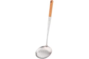 ‎FJNATINH Skimmerlöffel,17inches Schaumlöffel,304 Edelstahl Wok Skimmer