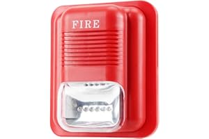 Topiky Allarme antincendio sonoro e Luminoso, Allarme Luce Lampeggiante DC12V/24V con Tre Diversi Toni di Sicurezza Allarme Sirena stroboscopica per Home Office