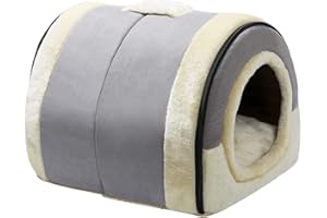 Hollypet Samonagrzewające się Legowisko dla Kota i Małych Psów 2 w 1 - Składane, Jaskiniowe, z Kryształowego Aksamitu, do Użytku Wewnątrz i na Zewnątrz