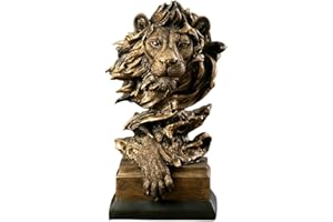 JXCBXJ Statua a testa di leone,statua di leone in resina, potente statua di leone animale decorazione da scrivania Feng Shui ornamento per la casa e l'ufficio regalo.