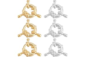 Beebeecraft 1 Scatola 10 Pezzi Fermagli A Molla Rotondi in Oro 14K e 925 Fermagli A Moschettone Placcati in Argento Sterling con Anelli di Chiusura Ciondoli per Collegamento Collana Grilletto Aperto