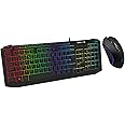GameMax Pulse RGB Gaming Keyboard & Mouse, 7 Colour LED Backlight, 7D Optical, Anti-Ghosting, Adjustable DPI, Compatible For Windows & Mac, USB Connection, UK Layout | Black