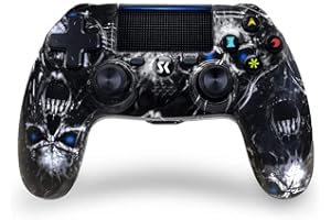 CHENGDAO Controller for PS4 Joystick Controller di Gioco Wireless Controller di Gioco a Doppia Vibrazione Touchpad Joystick per PlayStation 4 (Blue Skull)