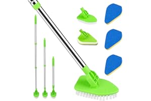 AKOFIC Schrubber mit Stiel, 3 in 1 Reinigungsbürste Bad, 95 cm Teleskopstiel Fliesenbürste, 180° Drehbare Badreiniger Scheuerbürste für Badzimmer, Wand, Fliesen, Badwanne, Boden