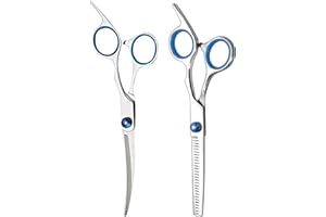 LILIKAI Ciseaux Toilettage Chien,Ensemble De Ciseaux De Coupe De Cheveux,Ciseaux De Coupe De Dents,Ciseaux Toilettage pour Animaux avec Embouts de Sécurité Ronds pour Chiens,Chats Cheveux Salon