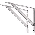 YUMORE Shelf Bracket 14", Max Load: 550lb Heavy Duty Stainless Steel Solid Shelf Support Corner Brace Joint Right Angle Bracket, Pack of 2