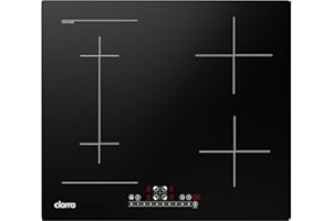 ‎CIARRA CIARRA CBBIH4BF Induktionskochfeld 60 cm Flexzonen Einbau 4 Platten mit Bridge Bräterzone PowerBoost Slider Touch-Bedienung Induktion Kochfeld 9 Stufen Timer Kindersicherung Überhitzungsschutz 7200 W