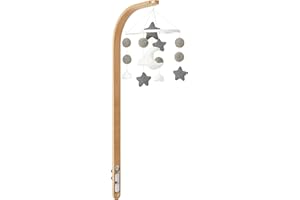 Snuz Mobile - Soft Baby Cot Mobile for SnuzPod and SnuzKot with Stars, Moon and Clouds Design - Natural