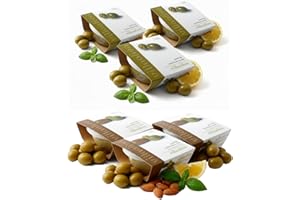 Villaolivo - Pack 6 Uds. 125 gr. Paté o tapenade de aceitunas verdes y aceitunas verdes con almendras 100% natural