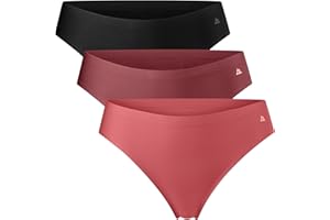 DANISH ENDURANCE Women's Invisible Thong Knickers, No-show Panties, Workout Underwear, 3 Pack