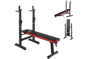 ‎ISE ISE Hantelbank, faltbar, verstellbar, mit Stangen, für Hanteln und Dips, Trainingsbänke, verstellbar, Rot / Schwarz 544-BK, Weiß / Schwarz, 544-WH