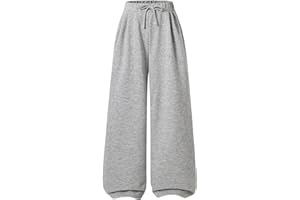 GORGLITTER Girl's Baggy Sweatpants Drawstring Elastic Waist Wide Leg Track Pants with Pocket Age 13-16 Years