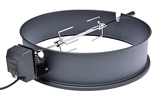 Onlyfire BRK-6025 Enamelled Rotisserie Ring Kit Fits Weber 57CM Charcoal Kettle Grill with Electric Motor for UK fits Most Others 57 CM Kettle BBQ