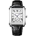 LONGBO Mens Watch Rectangular Shape Alloy Case Business Casual Genuine Leather Strap Watch with Seconds Subdial | Calendar Date | Scratch Resistant Waterproof Watch for Men